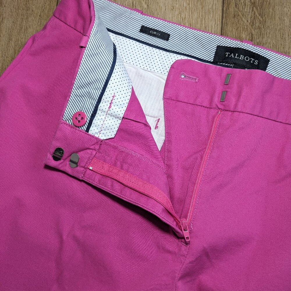NWT Talbots Curvy Pink Cropped Pants Trousers Cotton Stretch Sz 12 inseam 26" - Picture 7 of 11